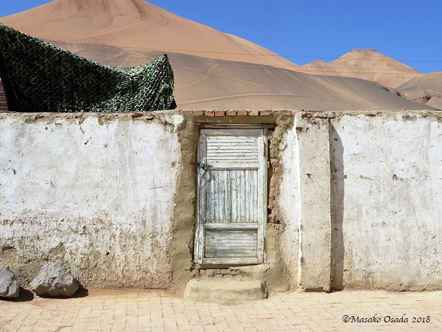 Door. Bezeklik Grottoes, Mutou Valley, Flaming Mountains, Xinjiang, September 2018